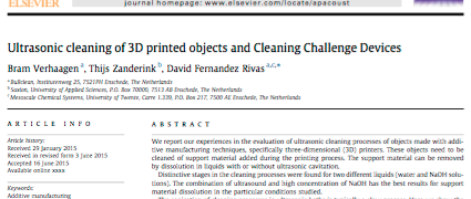 Article on 'Cleaning for 3D printing' in Applied Acoustics